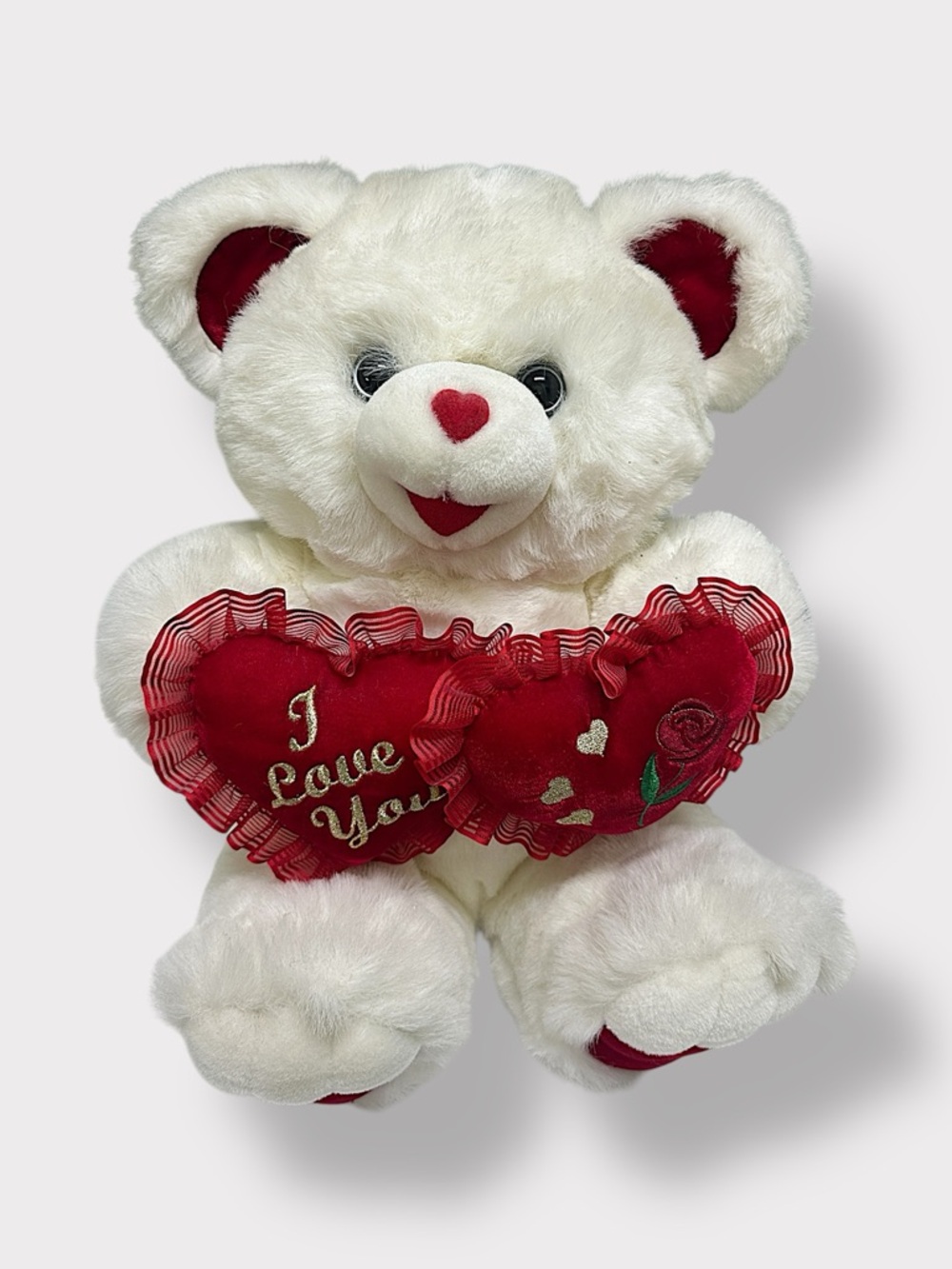 Vintage Y2K Sparkles Teddy Bear Plush Hearts “I Love You” Stuffed Animal 🧸